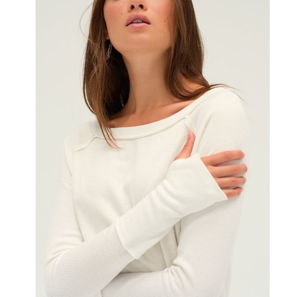 NWOT Free People Snowy Thermal / White - Picture 2 of 4